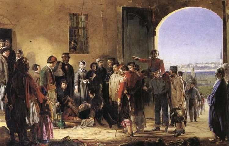 Jerry Barrett The Mission of Merey:Florence Nightingale Receiving the Wounded at Scutari Spain oil painting art